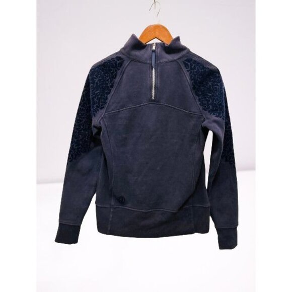 Lululemon Floral Flock Midnight Pullover Sweatshirt High-neck Cut Velvet Sleeves - Picture 4 of 8